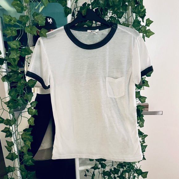 Forever 21 Tops - Forever 21 White Semi Sheet Short Sleeve Tee Shirt with Gray Trim